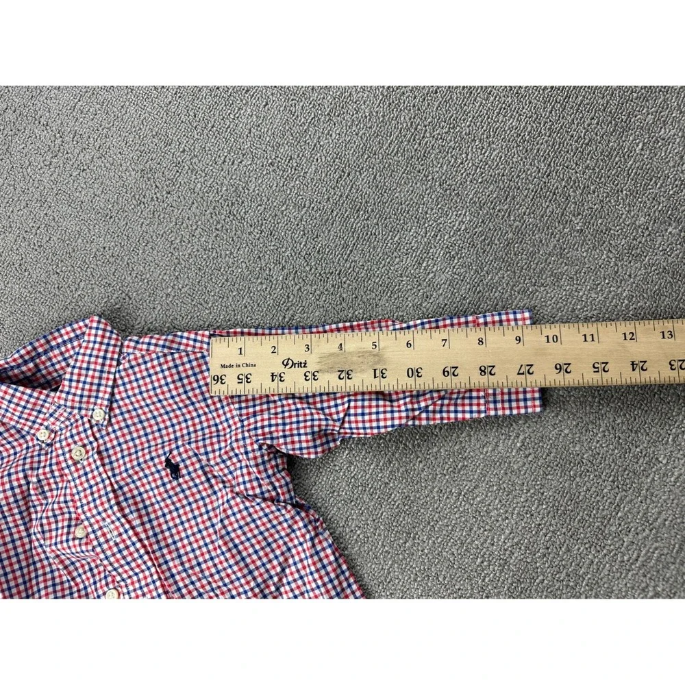 Ralph Lauren Button Down Shirt Kids 12M Red Blue Gingham Check 100% Cotton Event